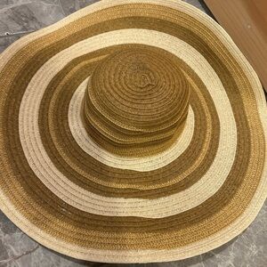 Anthropologie Brown and Cream Wide Brim Hat